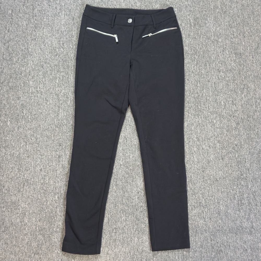Michael Kors Pants Women's Size 2 Black Slim Fit Zip Pockets Flat Front Low Rise